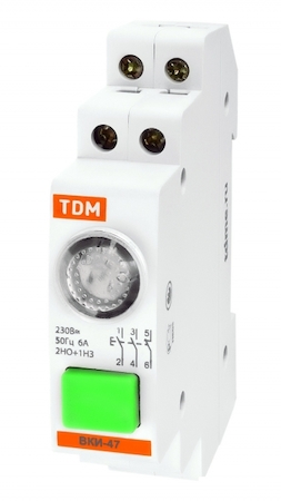 TDM ELECTRIC SQ0214-0003 Выключатель кнопочный с индикацией ВКИ-47 зеленый (LED) 2НО;1НЗ AC/DC TDM